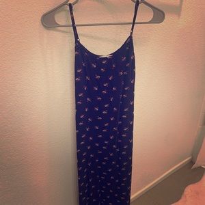 Black Floral Print Midi Dress